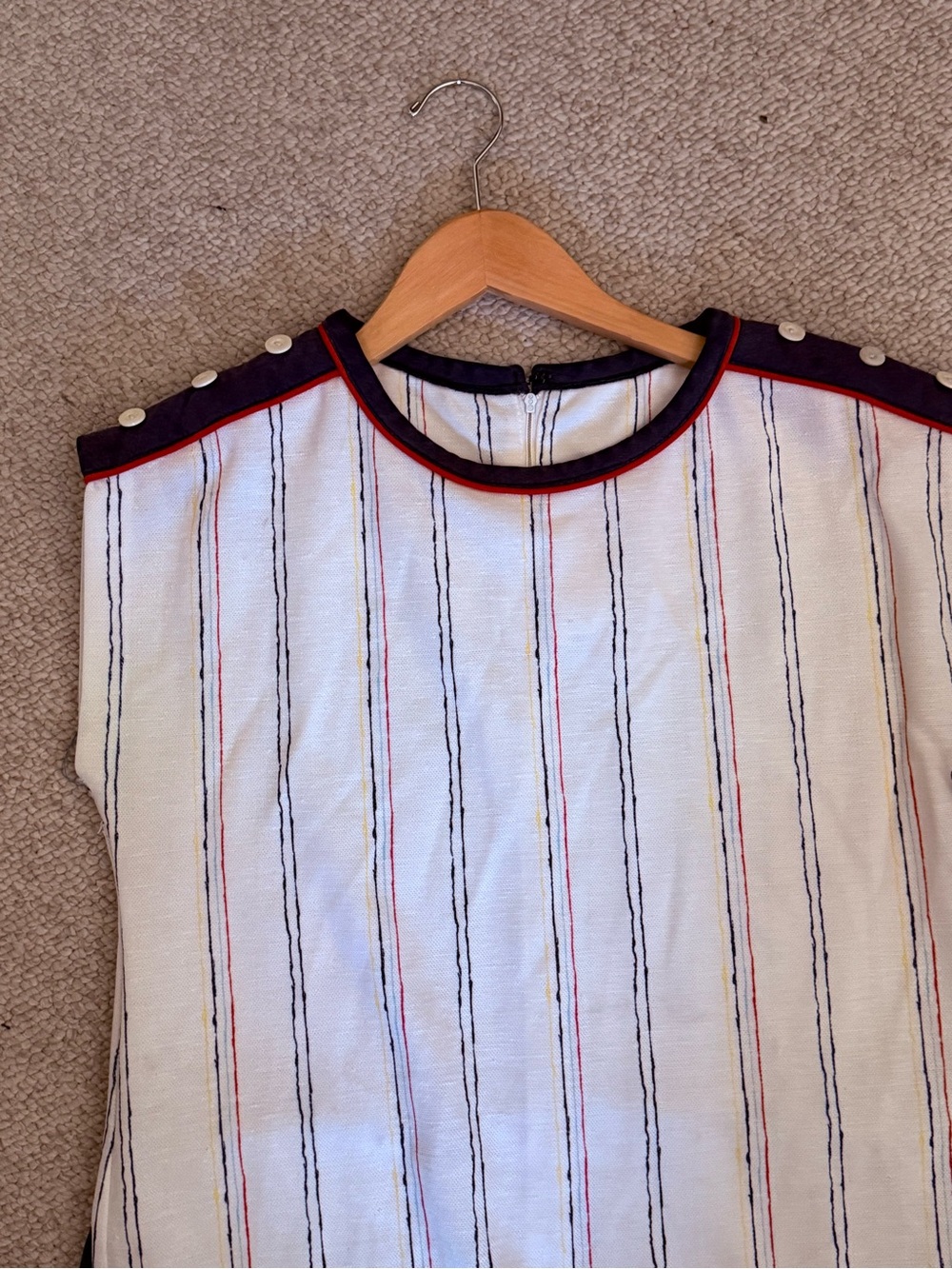 Windsor White Shift Dress with Red and Navy Trim - Picture 7 of 8